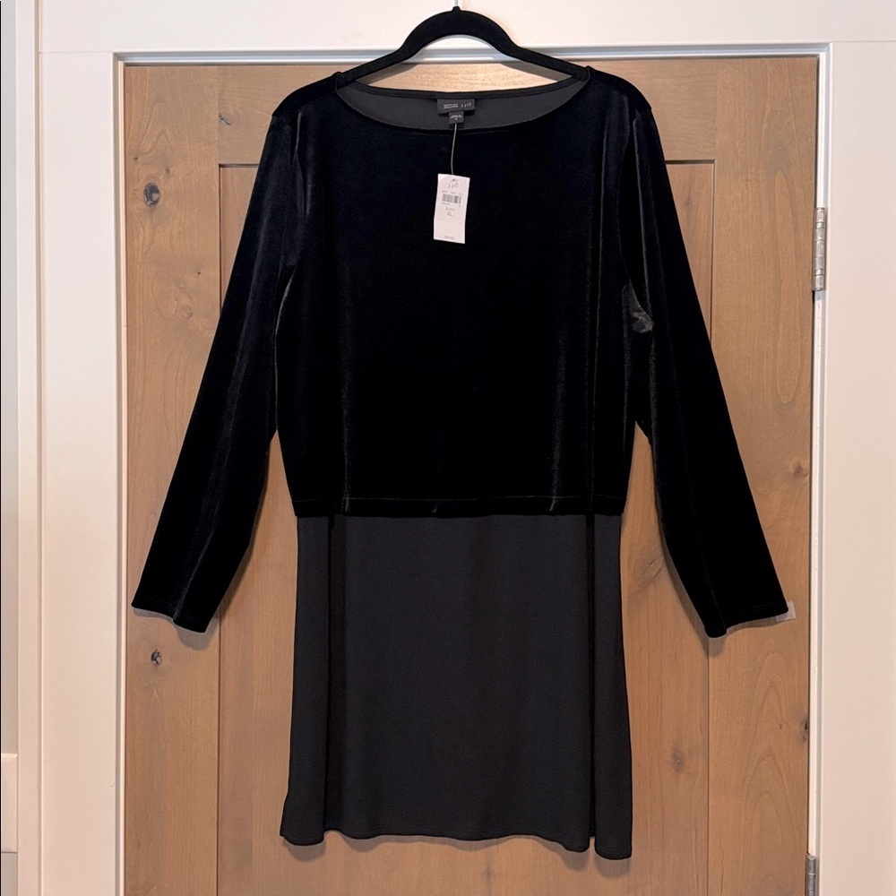 J Jill velvet tunic Womens XL mixed media longline Festive Flowey Dark Romantic